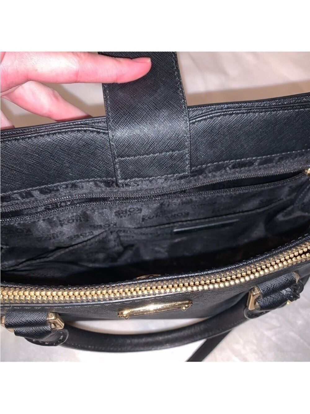Michael Kors Black Satchel with Gold Accents and Adjustable Strap - Picture 6 of 10